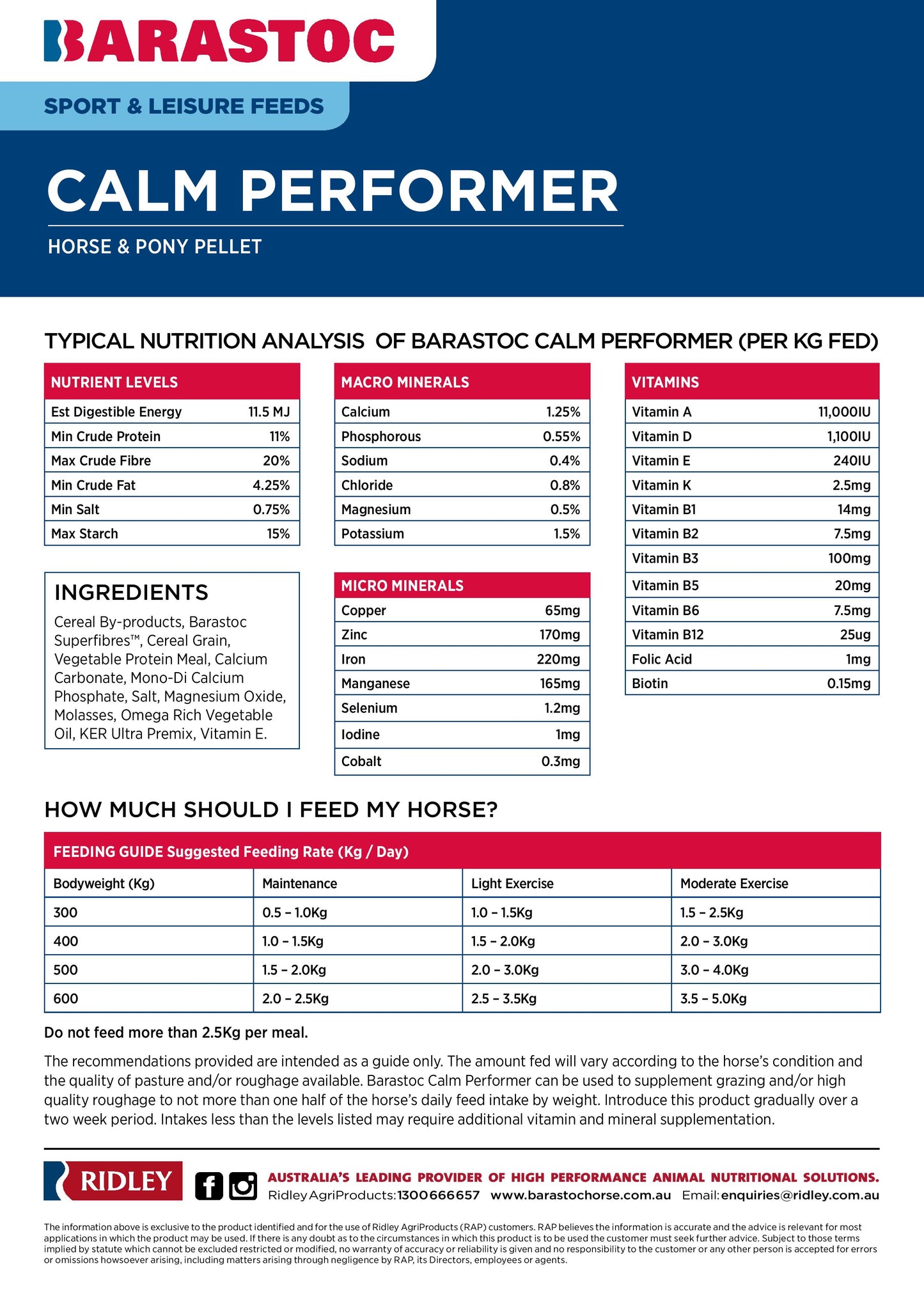 Barastoc Calm Performer 20kg